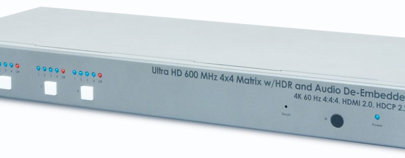 Gefen – EXT-UHD600A-44 – 4K Ultra HD 600 MHz 4×4 Scaling Matrix Videowall Controller